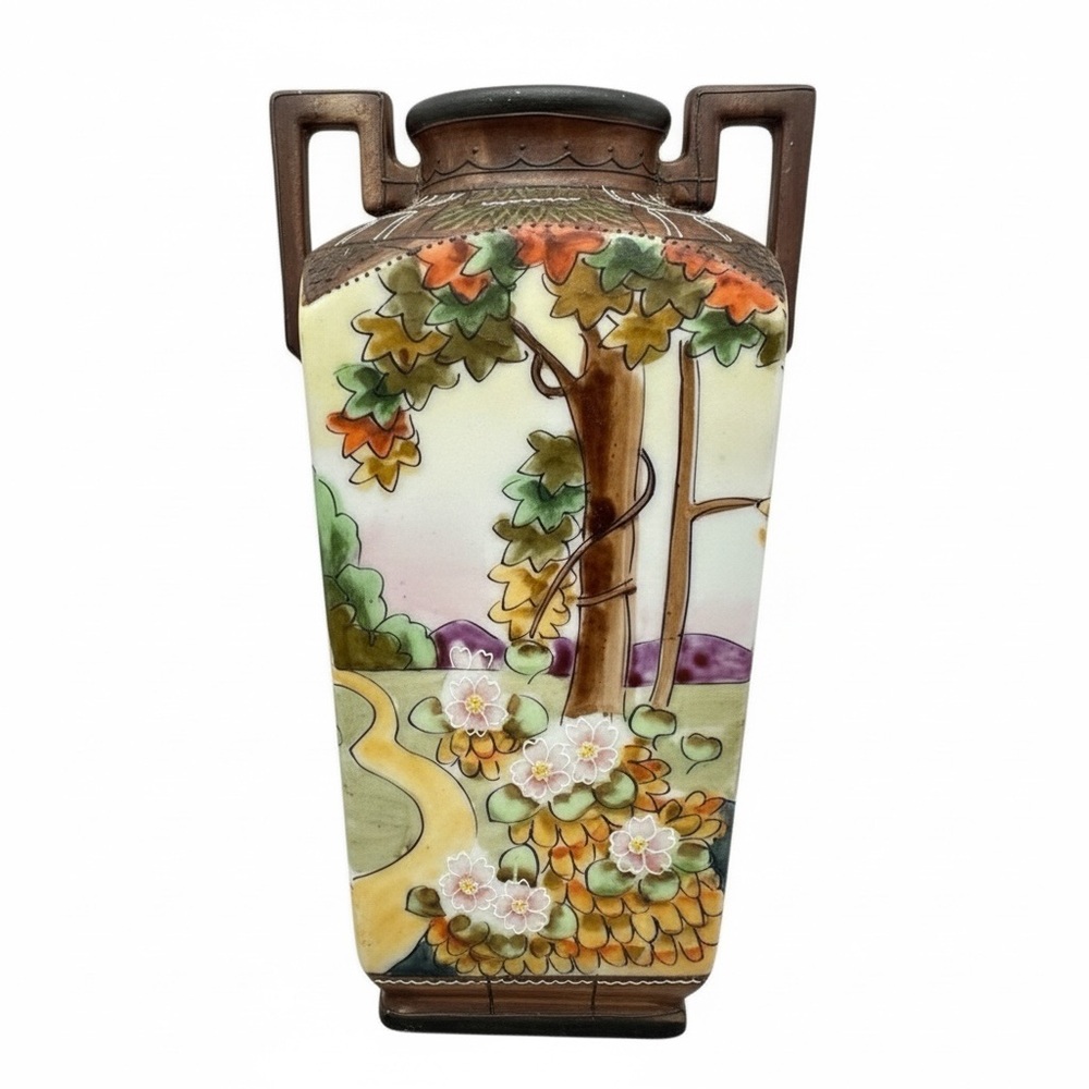 Vintage Nippon Art Deco Hand Painted Porcelain Vase 1920s‎ Japan